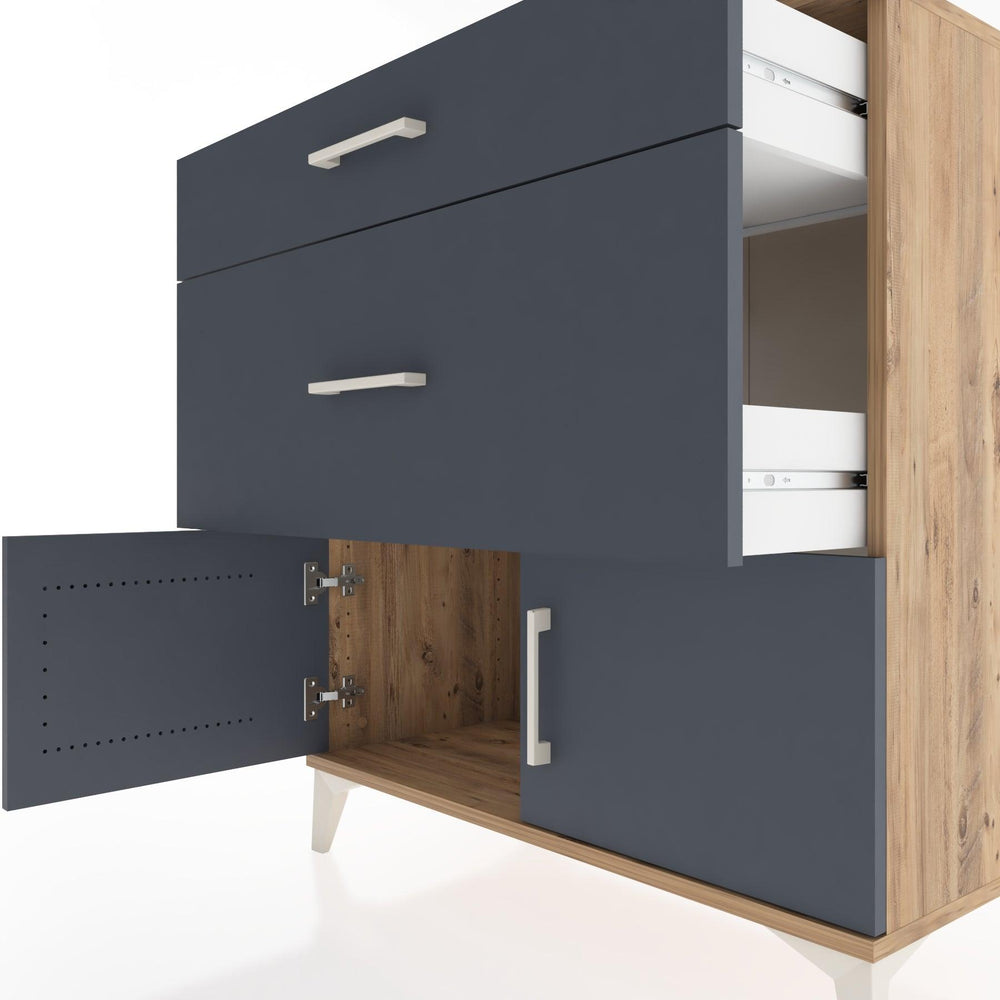 Woodntry Modüler Şifonyer Çam 88x44x84 cm Kapaklı ve Çekmeceli KC116-3