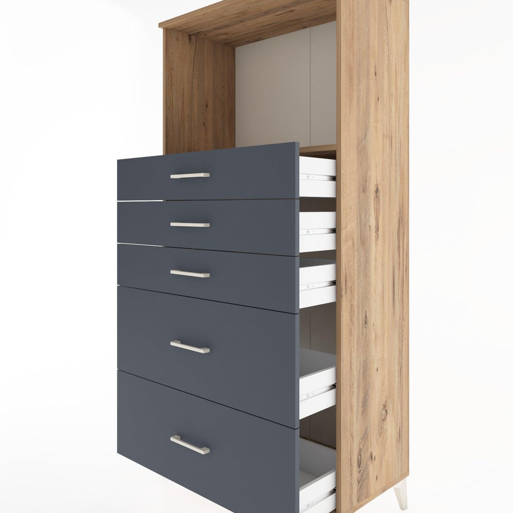 Woodntry Modüler Dolap Çam 88x44x170 cm Çekmeceli ve Raflı CR46-3