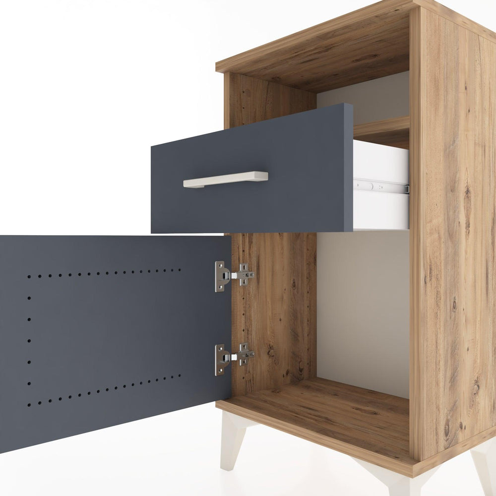 Woodntry Modüler Komodin Raf Çekmece Kapaklı 44x30x68 cm Çam - Woodntry