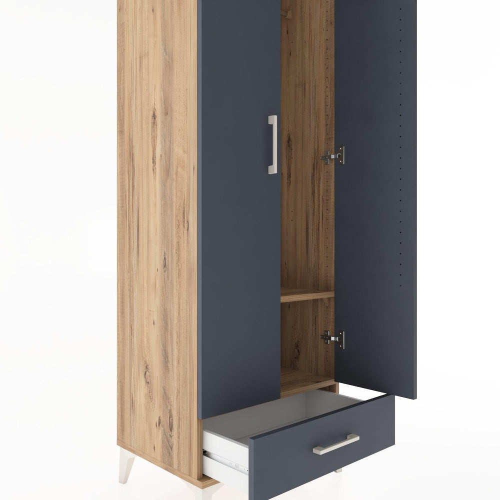 Woodntry Modüler Dolap Çam 60x44x170 cm Kapaklı ve Çekmeceli KC30-3