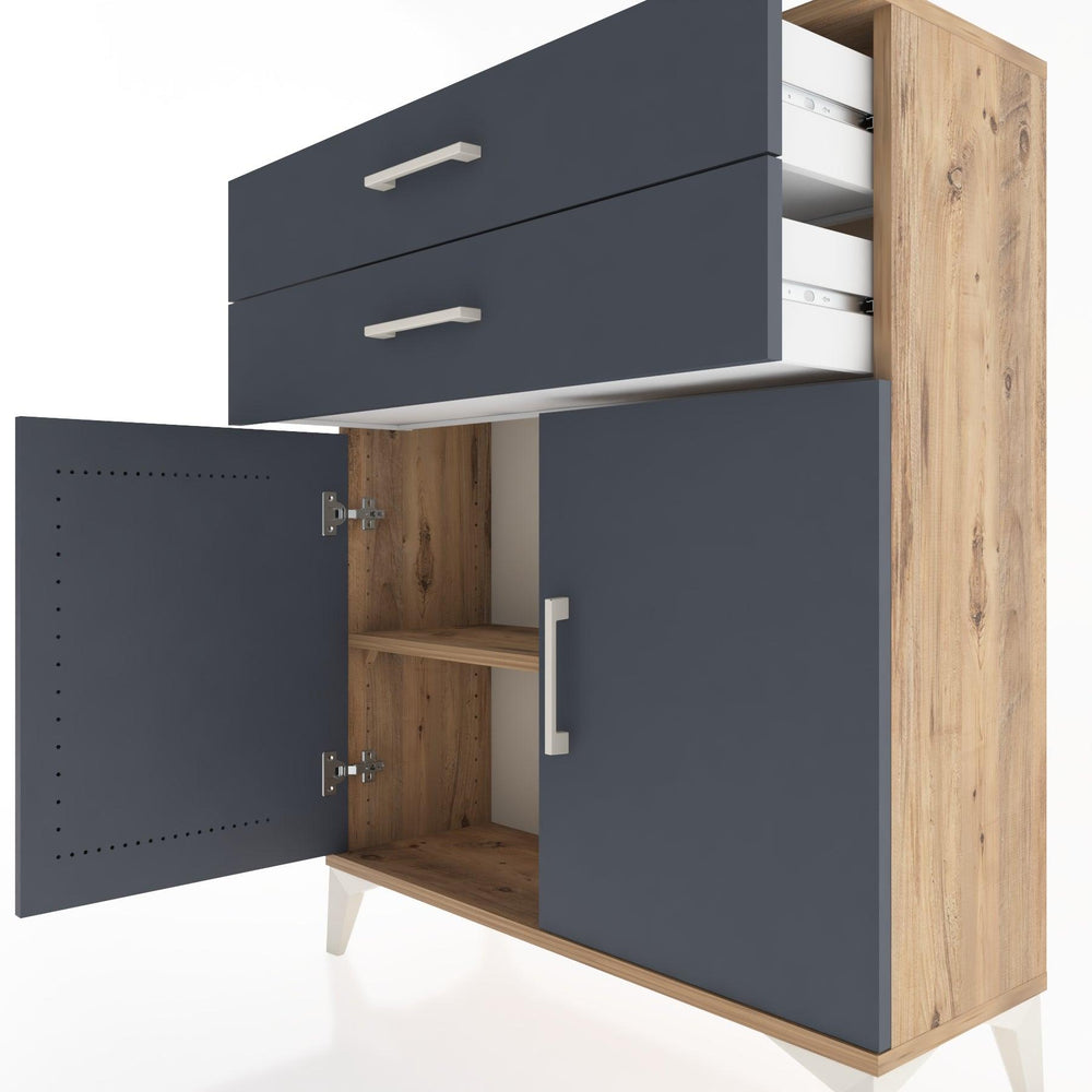 Woodntry Modüler Şifonyer Çam 88x30x94 cm Kapaklı ve Çekmeceli KC3-3