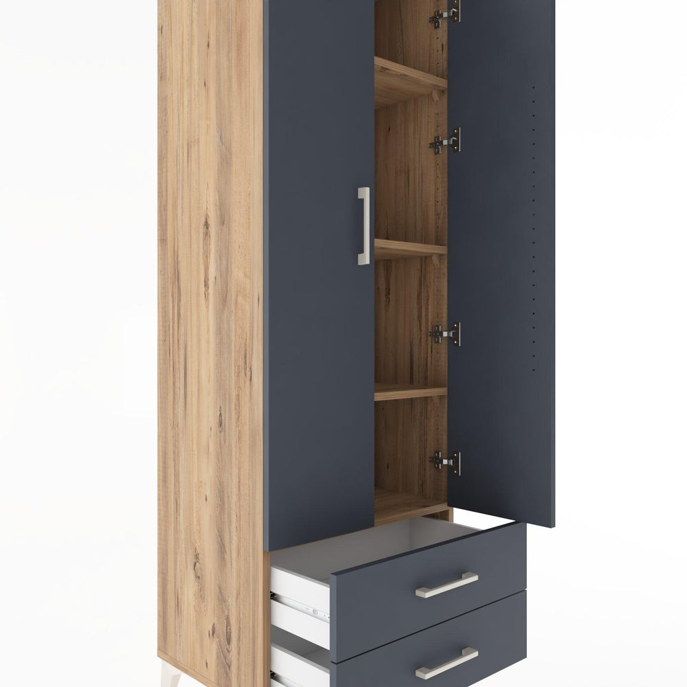 Woodntry Modüler Dolap Çam 60x44x170 cm Kapaklı ve Çekmeceli KC7-3