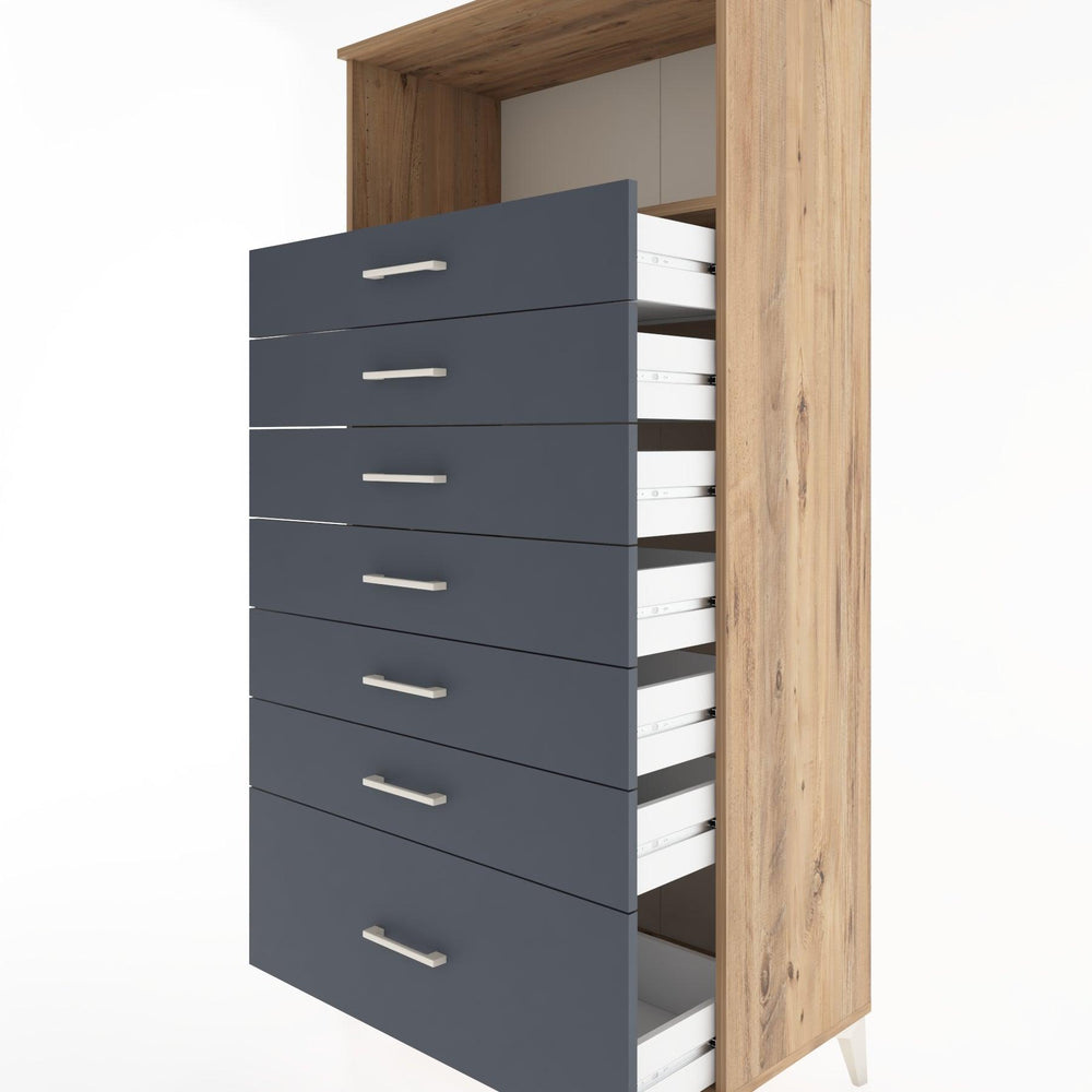 Woodntry Modüler Dolap Çam 88x44x170 cm Çekmeceli ve Raflı CR38-3