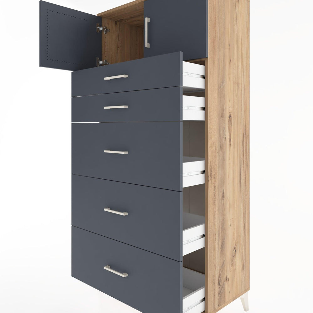 Woodntry Modüler Dolap Çam 88x44x170 cm Kapaklı ve Çekmeceli KC22-3