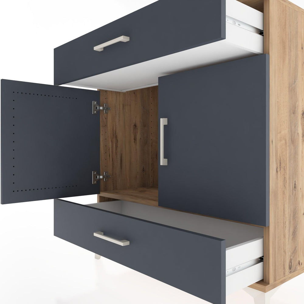 Woodntry Modüler Şifonyer Çam 88x44x84 cm Kapaklı ve Çekmeceli KC60-3