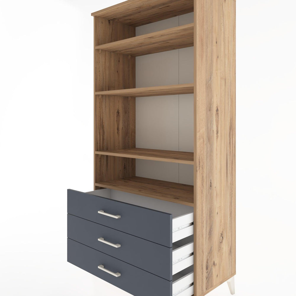 Woodntry Modüler Dolap Çam 88x44x170 cm Çekmeceli ve Raflı CR37-3