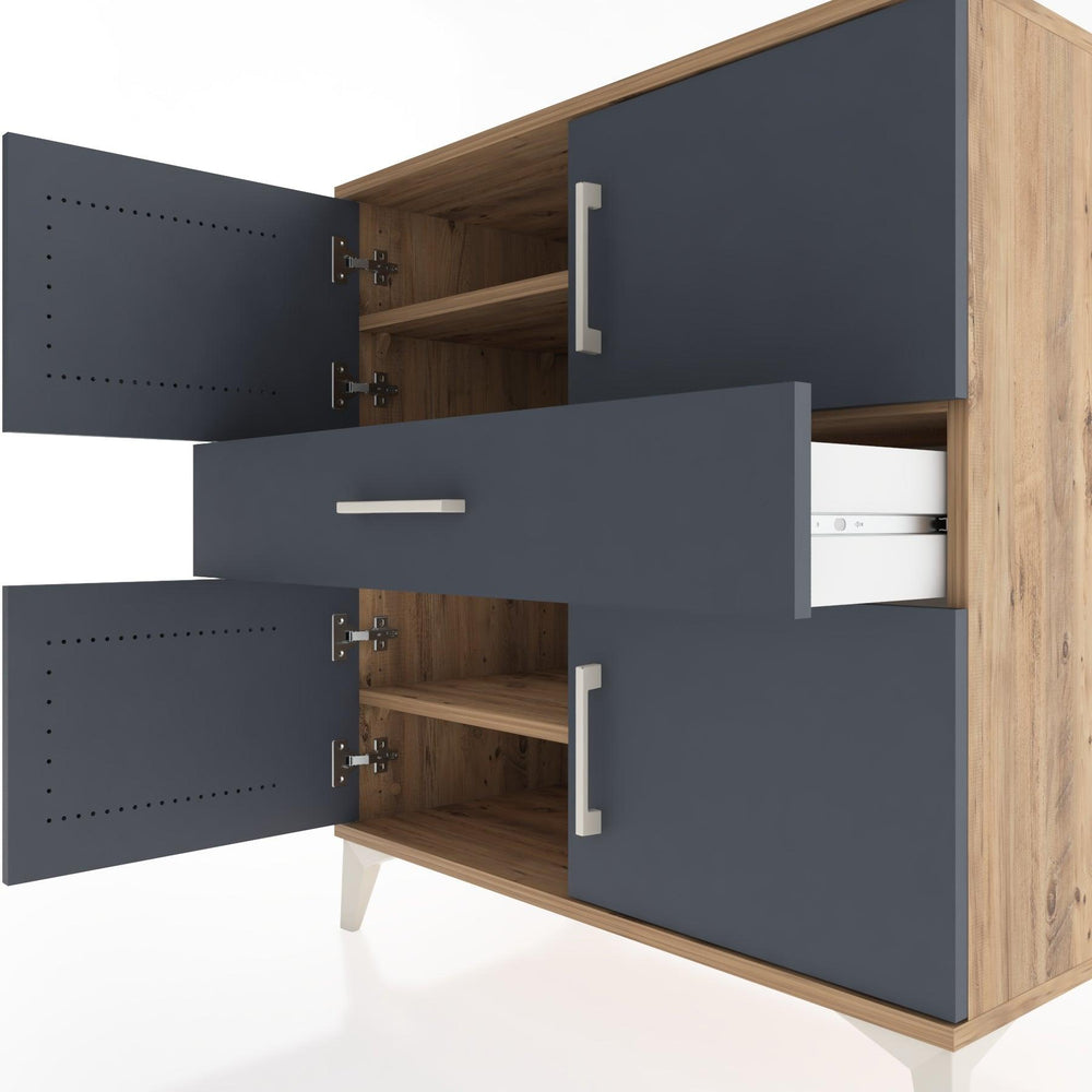 Woodntry Modüler Şifonyer Çam 88x44x84 cm Kapaklı ve Çekmeceli KC101-3