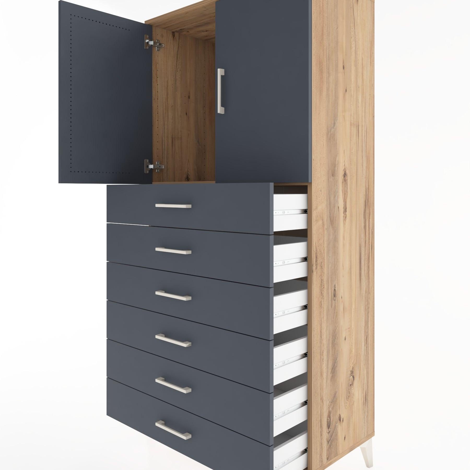Woodntry Modular Cabinet Pine 88x44x170 cm with Doors and Drawers KC3-3