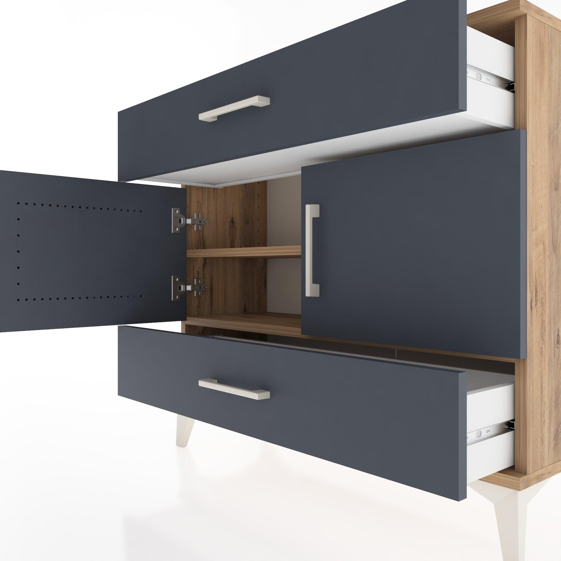 Woodntry Modüler Şifonyer Çekmece ve Kapaklı T2 88x30x94 cm Çam - Woodntry