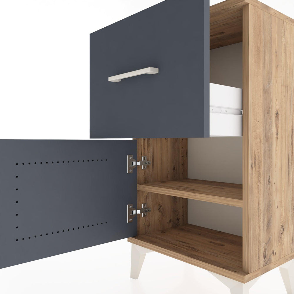 Woodntry Modüler Komodin Çekmece ve Kapaklı V1 44x30x68 cm Çam - Woodntry