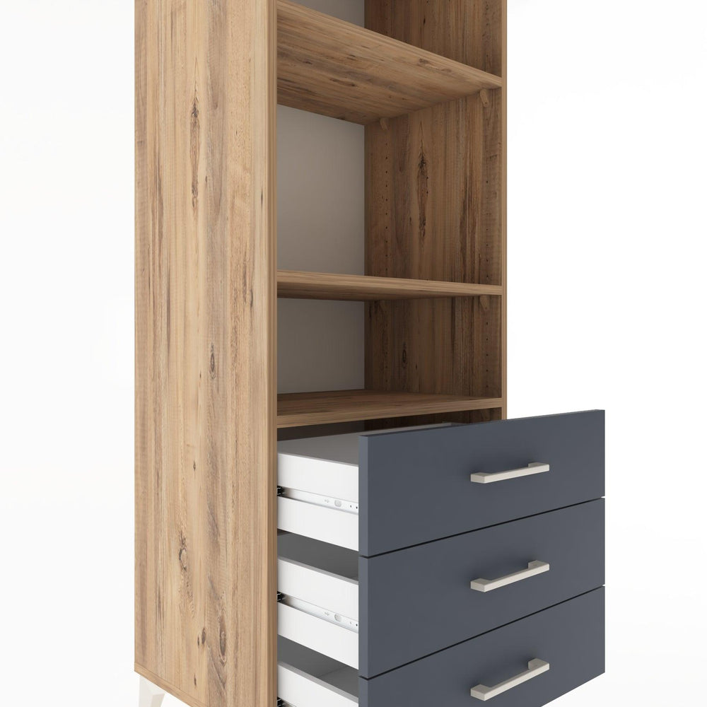 Woodntry Modüler Dolap Çam 60x44x170 cm Çekmeceli ve Raflı CR37-3