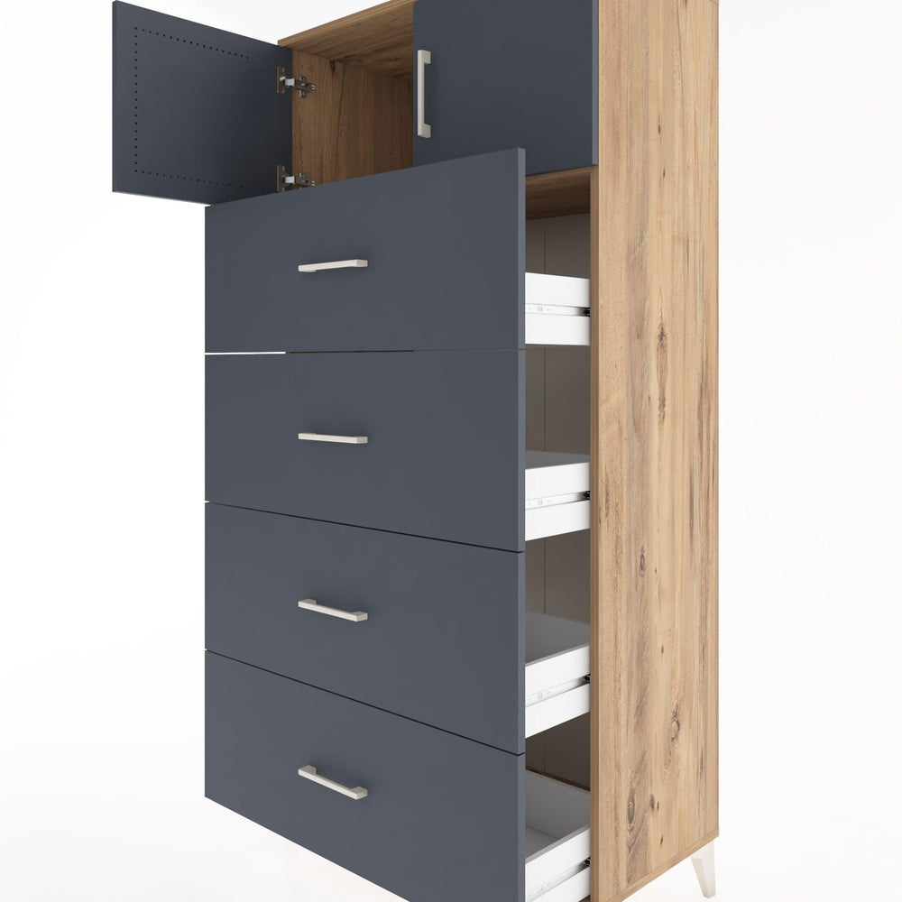 Woodntry Modular Cabinet Pine 88x44x170 cm with Doors and Drawers KC25-3