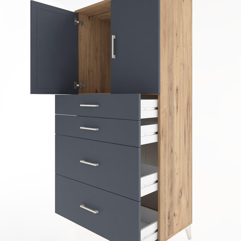 Woodntry Modular Cabinet Pine 88x44x170 cm with Doors and Drawers KC19-3