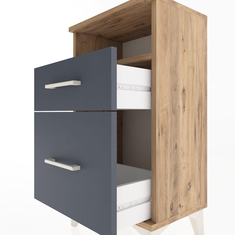 Woodntry Modüler Komodin 2 Çekmece ve Raflı V3 44x30x68 cm Çam - Woodntry
