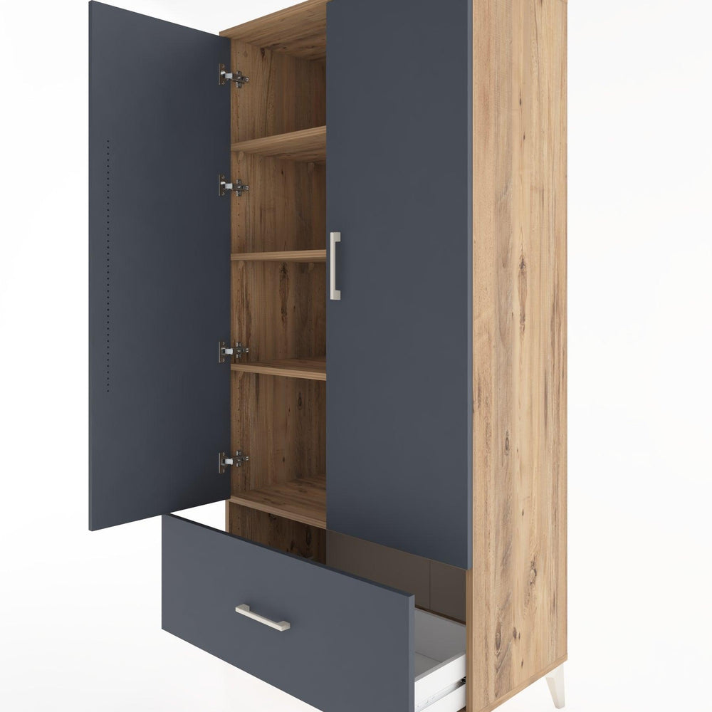 Woodntry Modüler Dolap Çam 88x44x170 cm Kapaklı ve Çekmeceli KC16-3