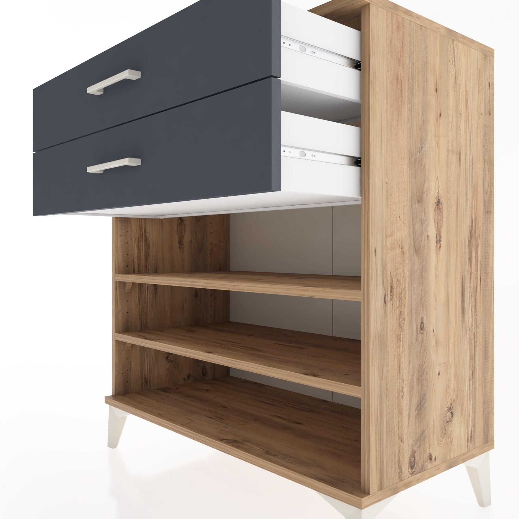 Woodntry Modüler Şifonyer Çam 88x44x84 cm Çekmeceli ve Raflı CR13-3