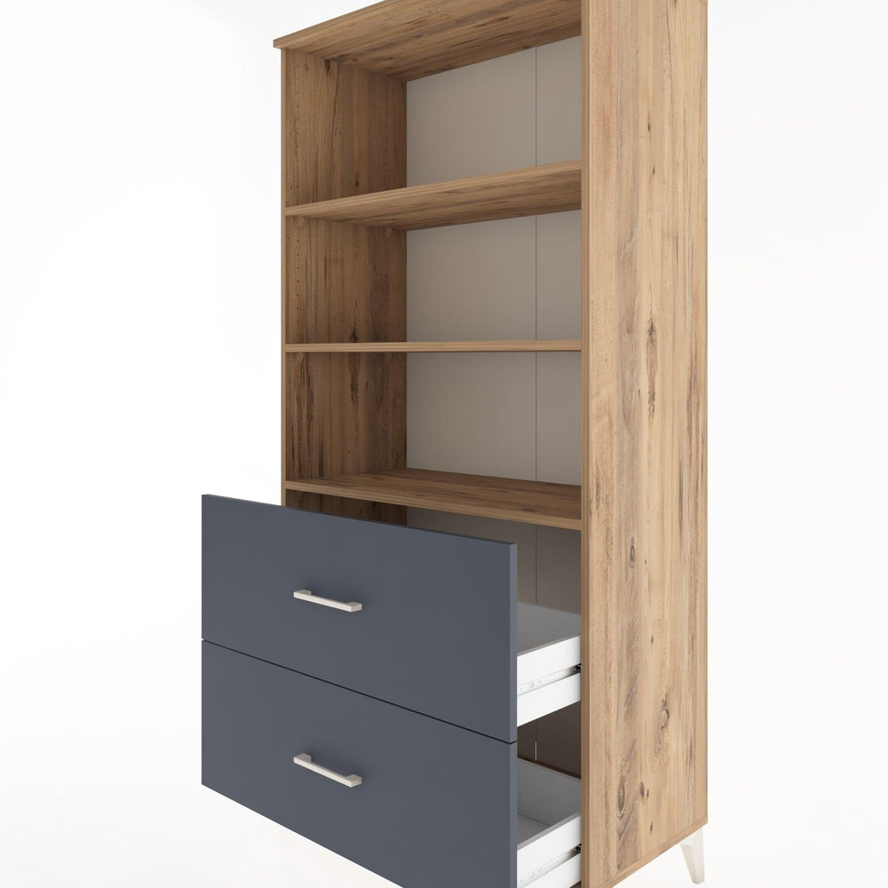 Woodntry Modüler Dolap Çam 88x44x170 cm Çekmeceli ve Raflı CR49-3