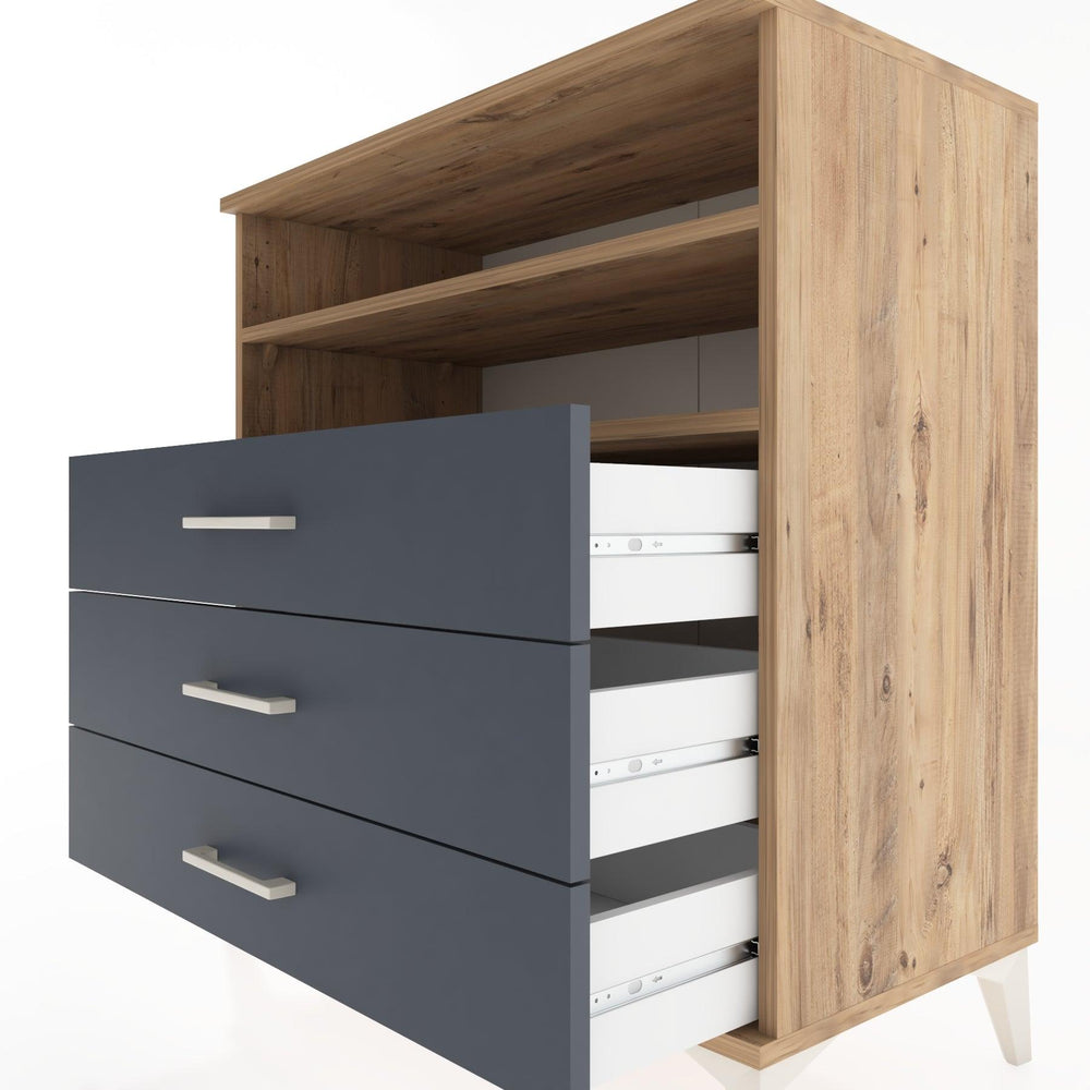 Woodntry Modüler Şifonyer Çam 88x44x84 cm Çekmeceli ve Raflı CR17-3