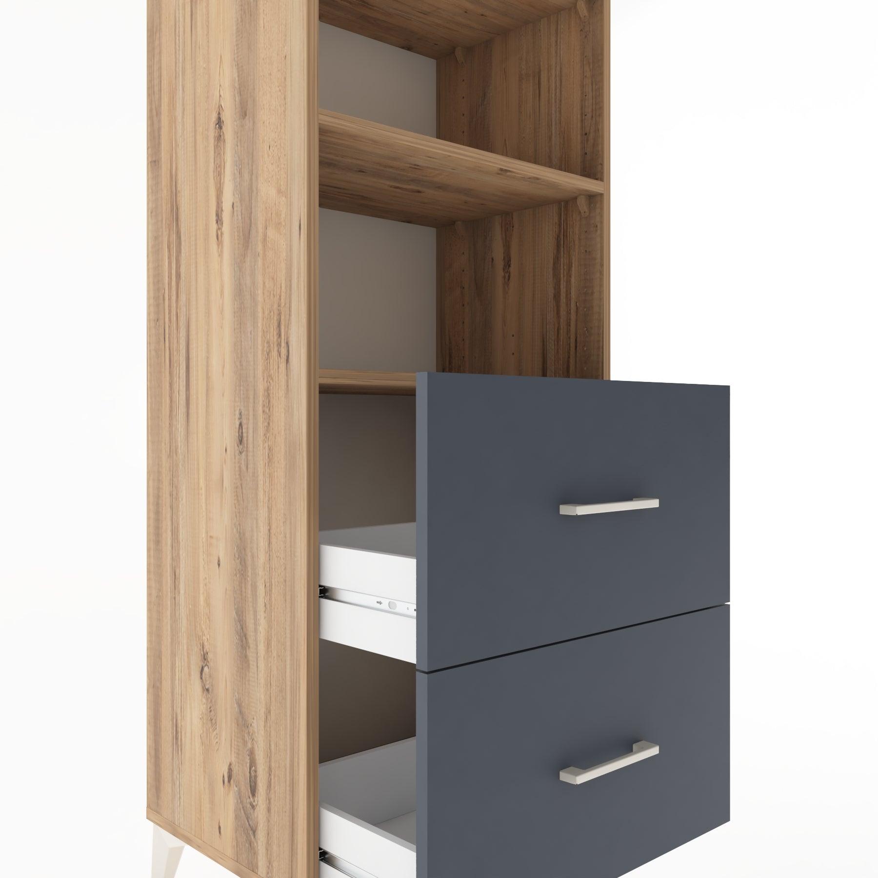 Woodntry Modüler Dolap Çam 60x44x170 cm Çekmeceli ve Raflı CR48-3