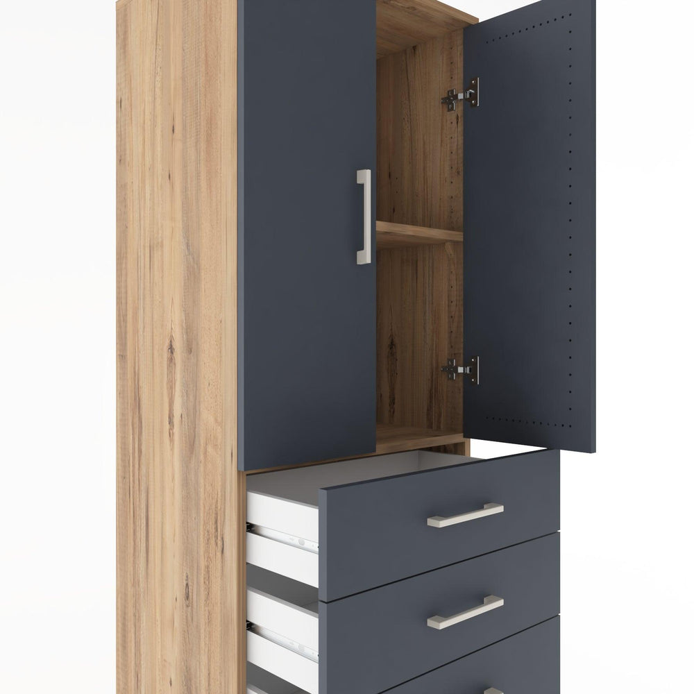 Woodntry Modüler Dolap Çam 60x44x170 cm Kapaklı ve Çekmeceli KC13-3