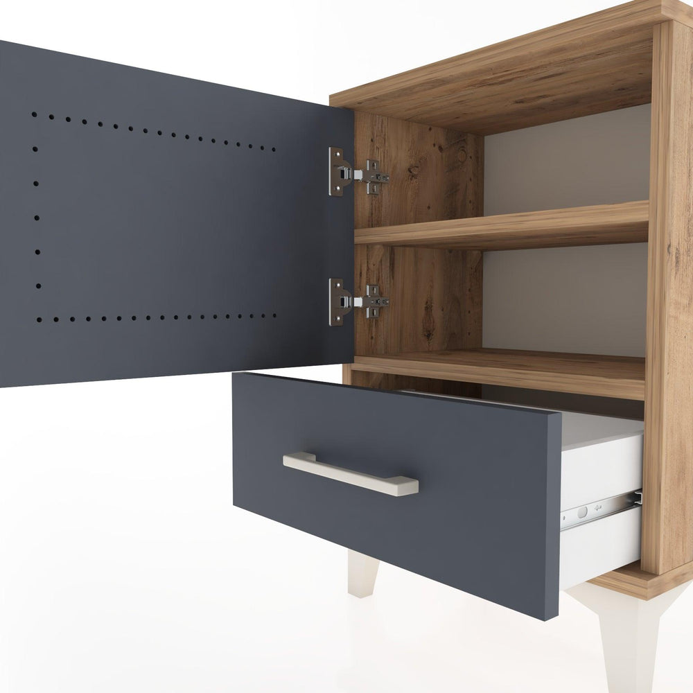 Woodntry Modüler Komodin Kapak ve Çekmeceli 44x30x52 cm Çam - Woodntry