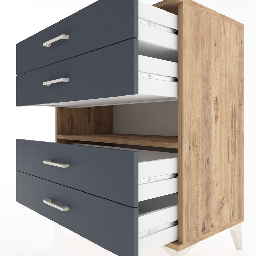 Woodntry Modular Dresser Pine 88x44x84 cm with Drawers and Shelves CR21-3