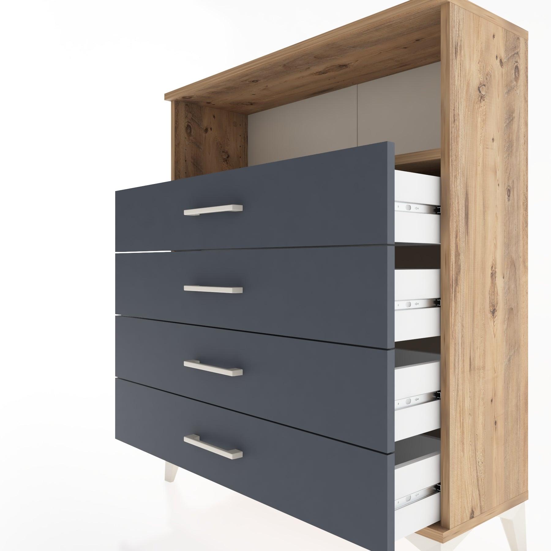 Woodntry Modüler Şifonyer Çam 88x30x94 cm Çekmeceli ve Raflı CR19-3