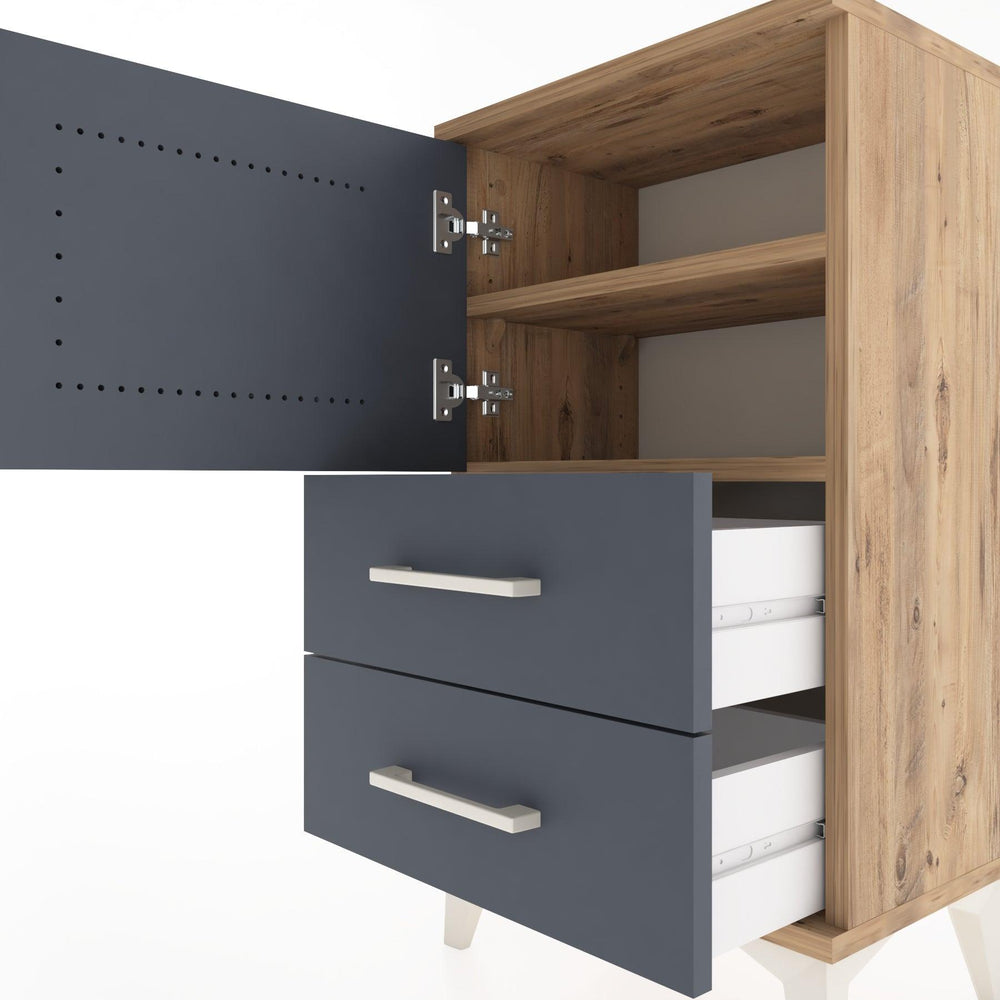 Woodntry Modüler Komodin Kapaklı 2 Çekmeceli 44x30x68 cm Çam - Woodntry