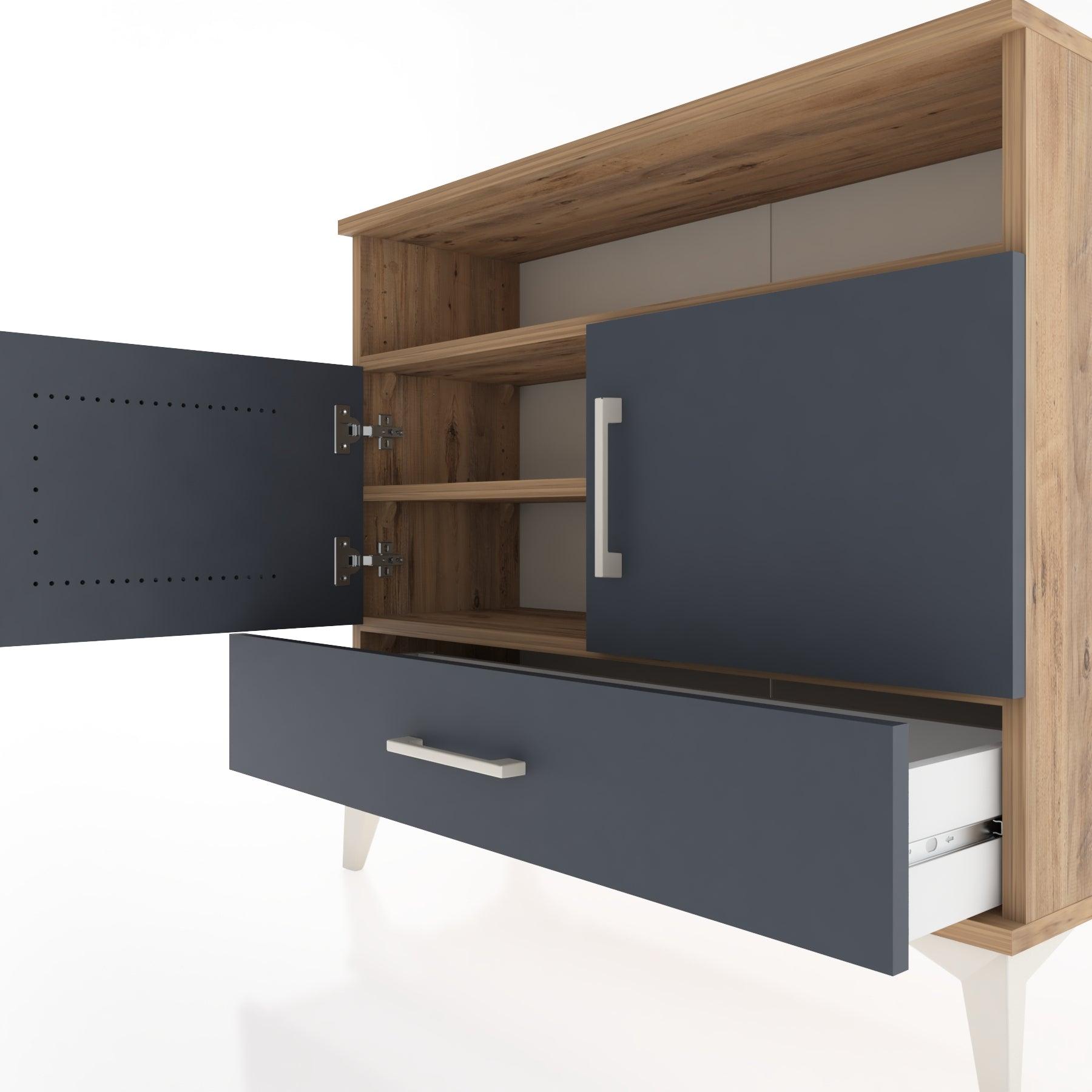 Woodntry Modüler Şifonyer Raf Kapak Çekmeceli 88x30x68 cm Çam - Woodntry
