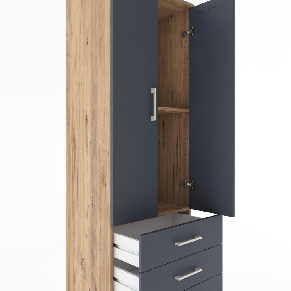 Woodntry Modüler Dolap Çam 60x44x170 cm Kapaklı ve Çekmeceli KC6-3