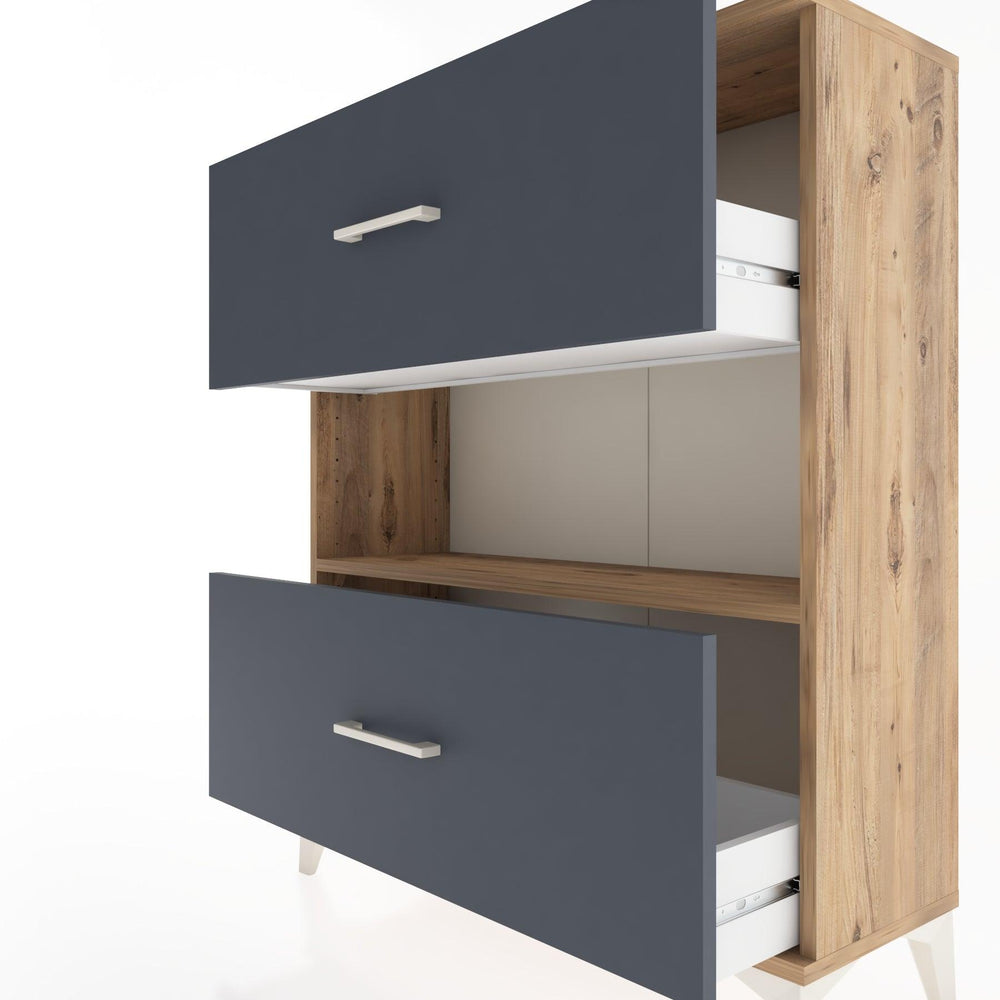 Woodntry Modüler Şifonyer Çam 88x30x94 cm Çekmeceli ve Raflı CR17-3