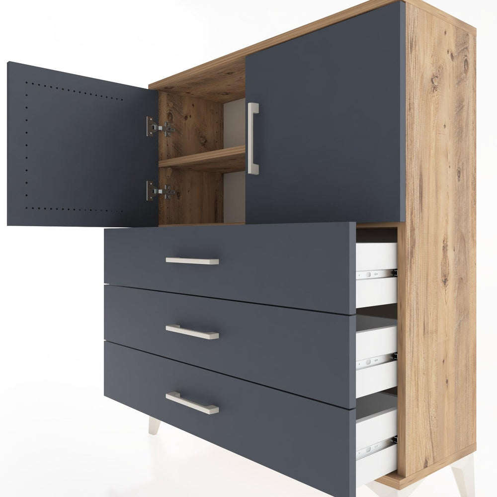 Woodntry Modüler Şifonyer Çam 88x30x94 cm Kapaklı ve Çekmeceli KC7-3