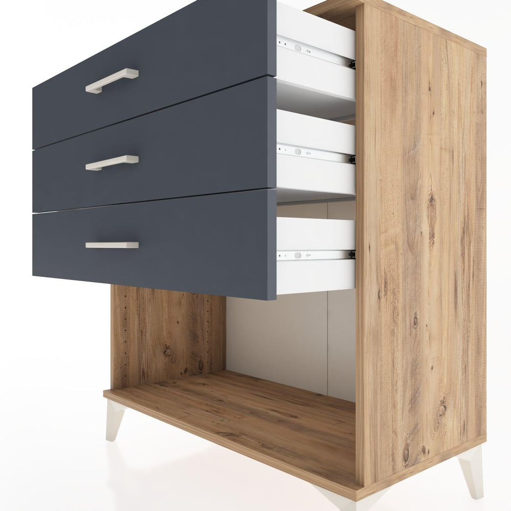 Woodntry Modüler Şifonyer Çam 88x44x84 cm Çekmeceli ve Raflı CR11-3