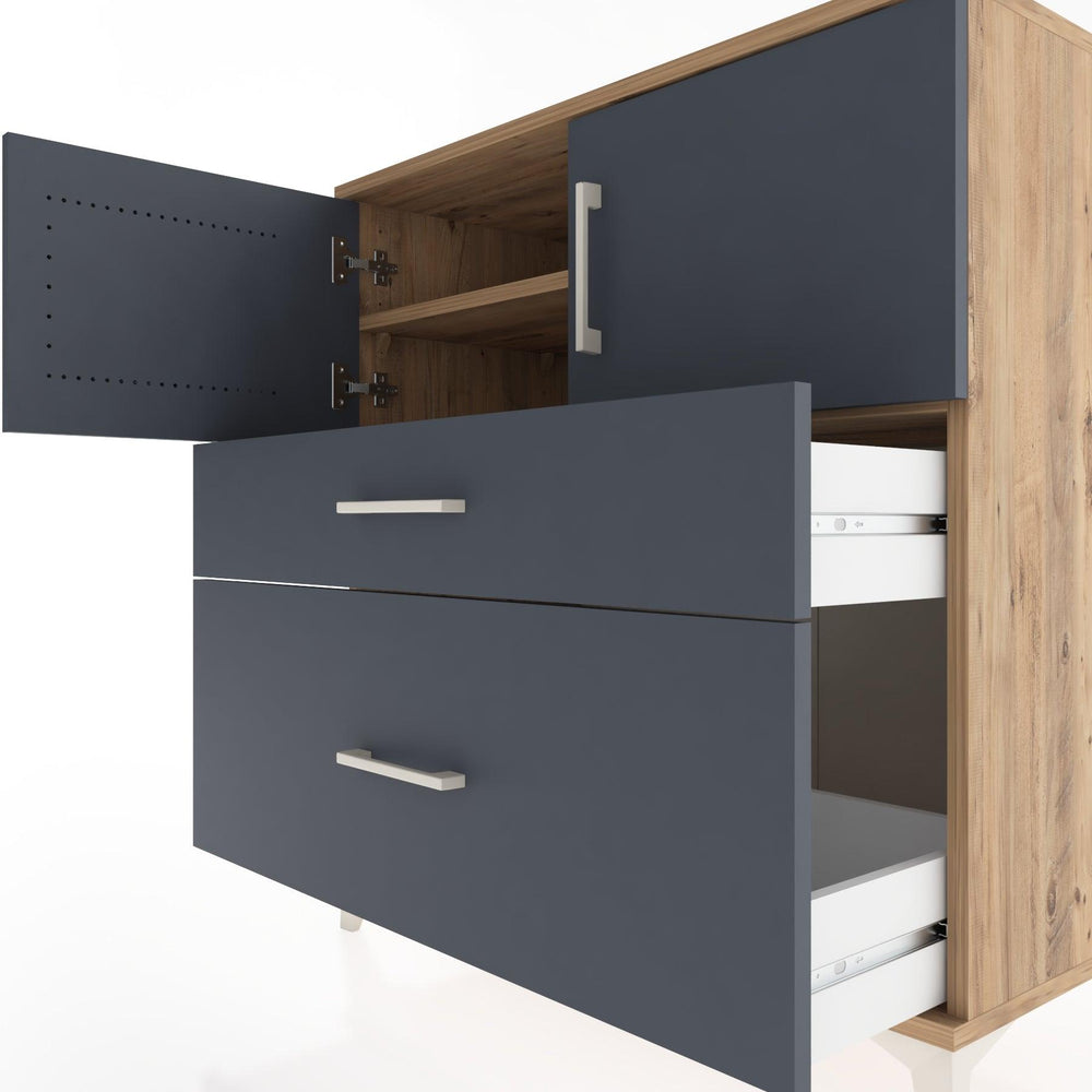 Woodntry Modüler Şifonyer Çam 88x44x84 cm Kapaklı ve Çekmeceli KC109-3