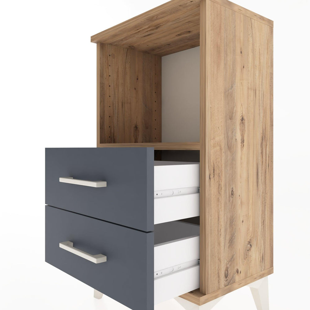 Woodntry Modüler Komodin 2 Çekmece ve Raflı V2 44x30x68 cm Çam - Woodntry