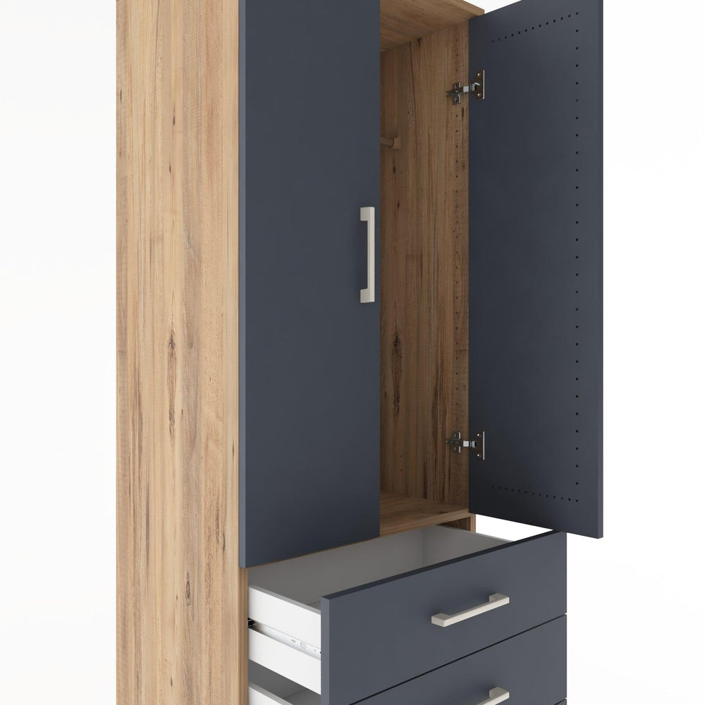 Woodntry Modüler Dolap Çam 60x44x170 cm Kapaklı ve Çekmeceli KC27-3