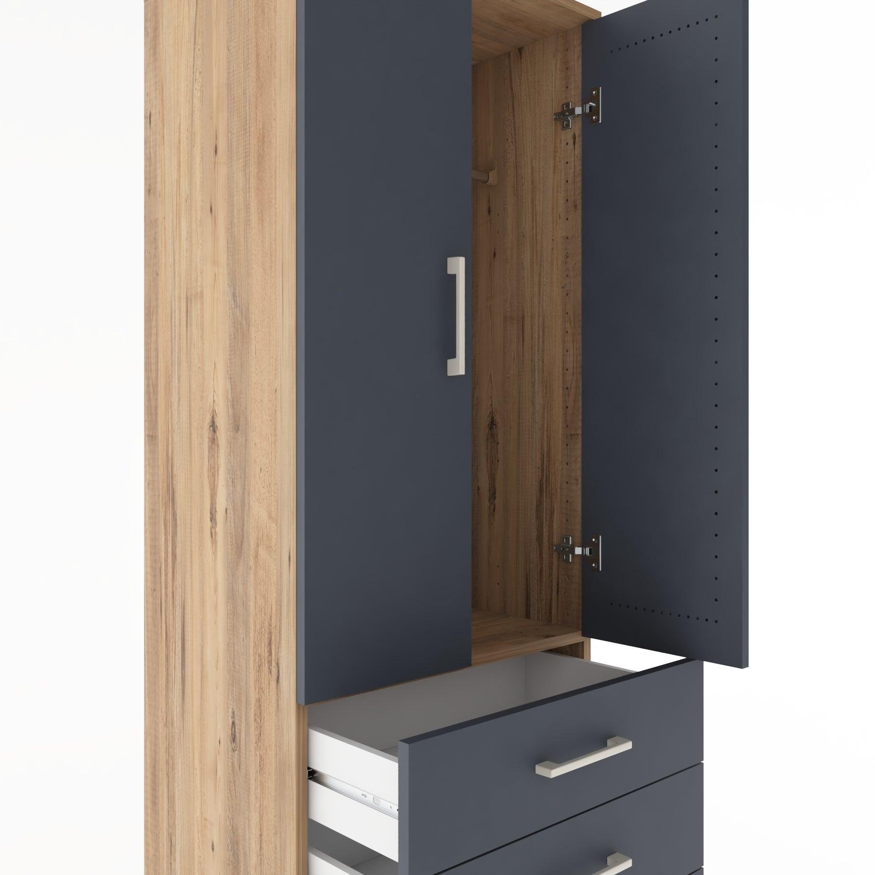 Woodntry Modular Cabinet Pine 60x44x170 cm with Doors and Drawers KC27-3