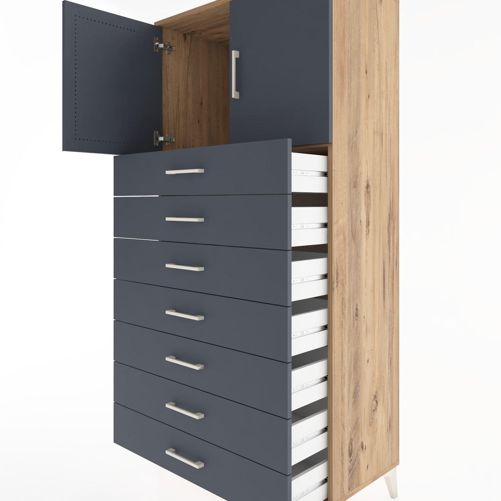 Woodntry Modüler Dolap Çam 88x44x170 cm Kapaklı ve Çekmeceli KC2-3