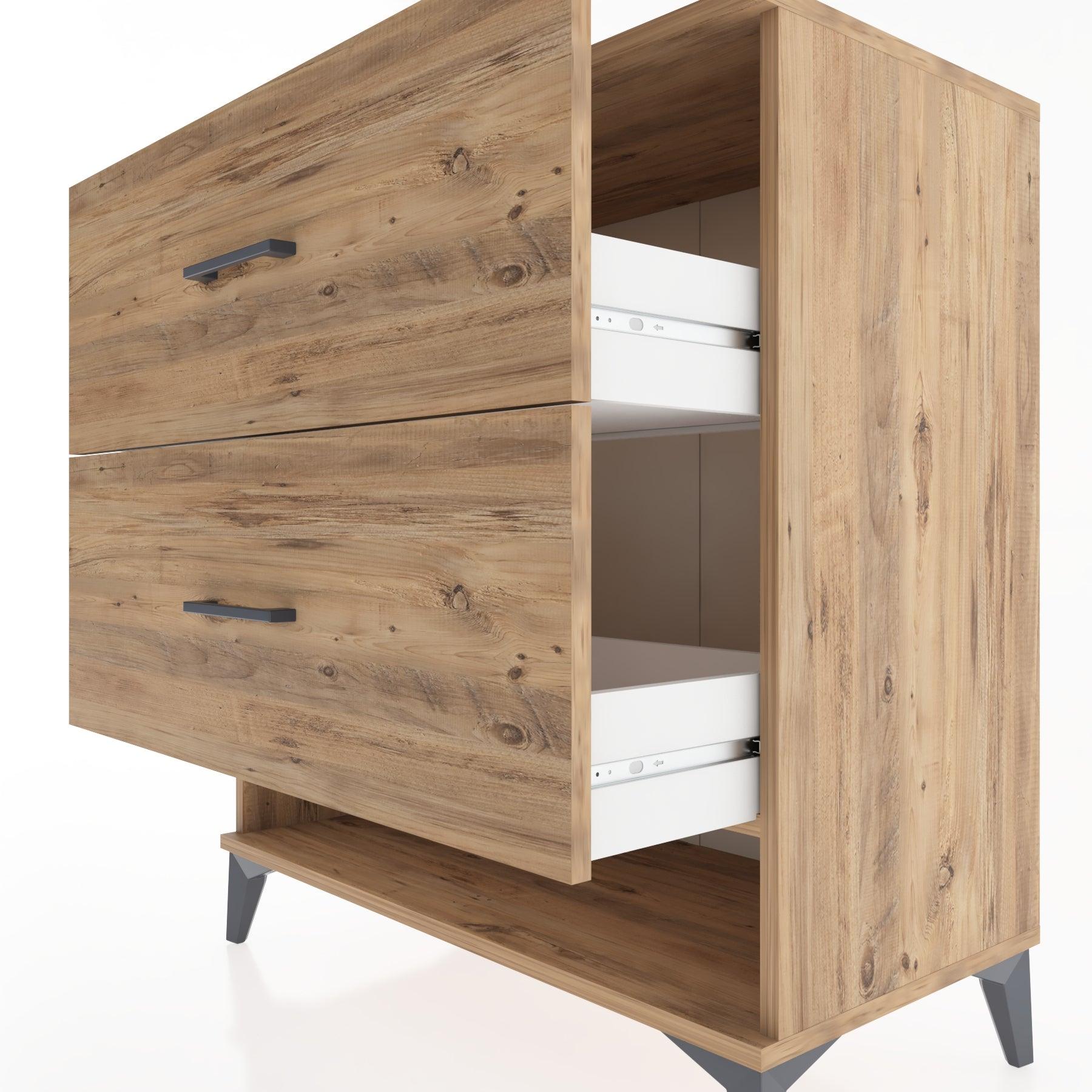 Woodntry Modüler Şifonyer Çam 88x44x84 cm Çekmeceli ve Raflı CR4-3