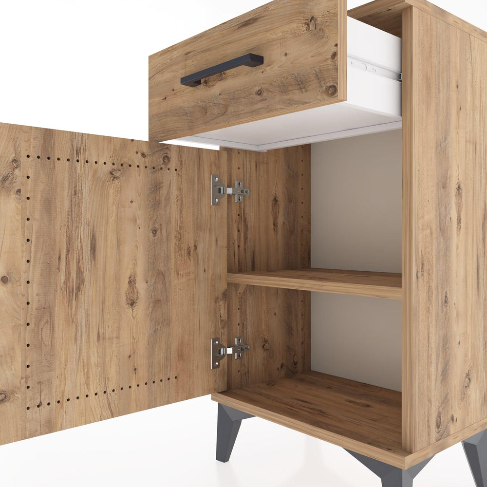 Woodntry Modüler Komodin Çekmece ve Kapaklı V4 44x30x68 cm Çam - Woodntry