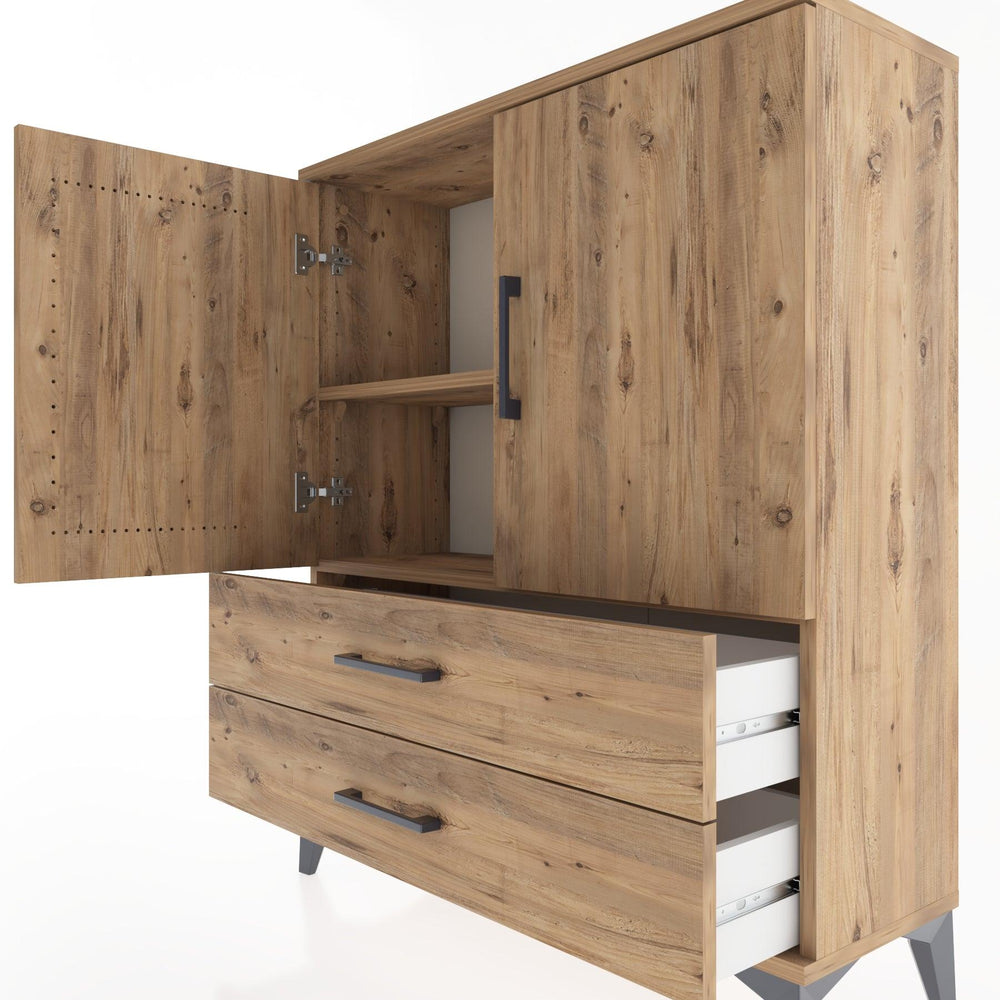 Woodntry Modüler Şifonyer Çam 88x30x94 cm Kapaklı ve Çekmeceli KC6-3