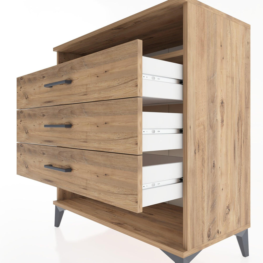 Woodntry Modüler Şifonyer Çam 88x44x84 cm Çekmeceli ve Raflı CR20-3