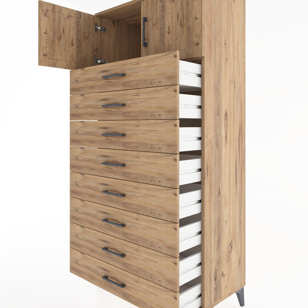 Woodntry Modüler Dolap Çam 88x44x170 cm Kapaklı ve Çekmeceli KC1-3