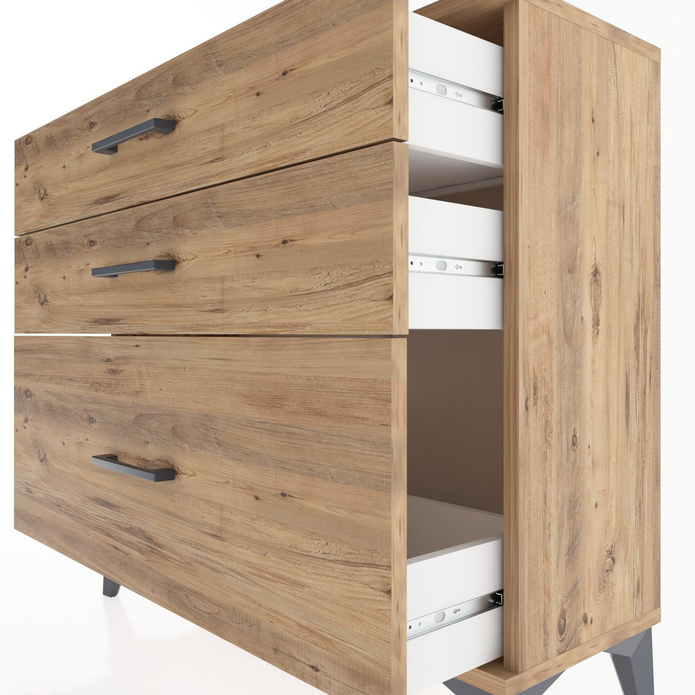 Woodntry Modüler Şifonyer Üç Çekmeceli V3 88x30x68 cm Çam - Woodntry