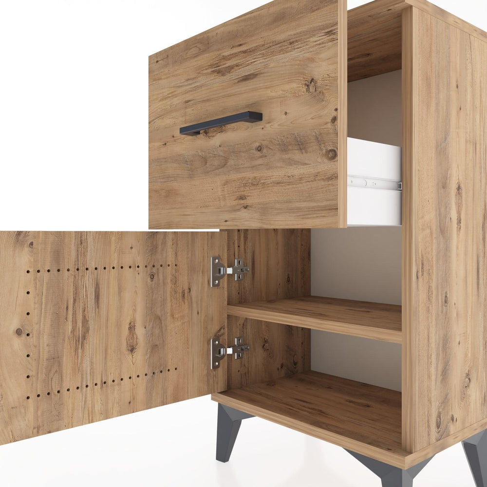 Woodntry Modüler Komodin Çekmece ve Kapaklı V1 44x30x68 cm Çam - Woodntry