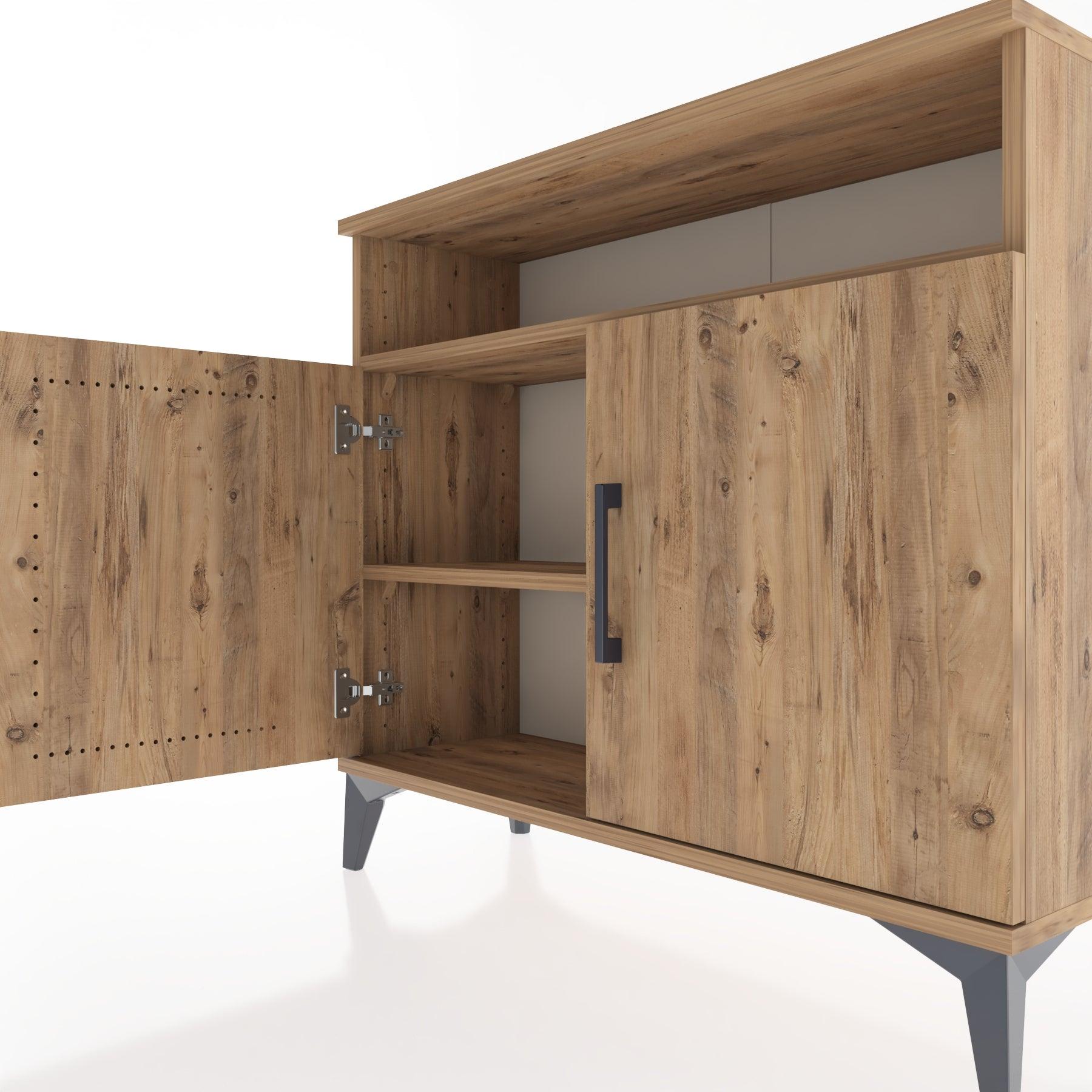 Woodntry Modüler Şifonyer Raf ve İki Kapaklı V1 88x30x68 cm Çam - Woodntry