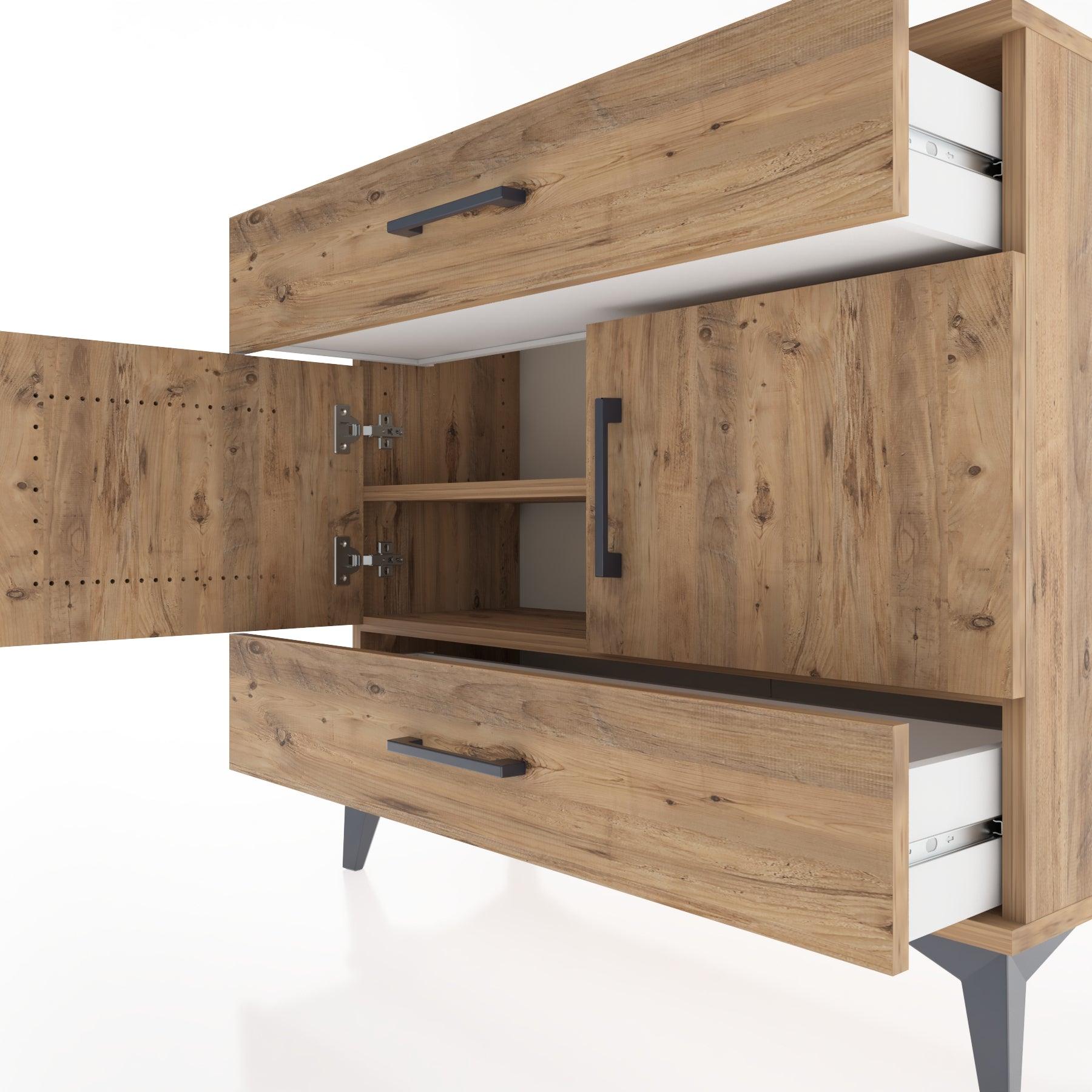 Woodntry Modüler Şifonyer Çekmece ve Kapaklı T2 88x30x94 cm Çam - Woodntry
