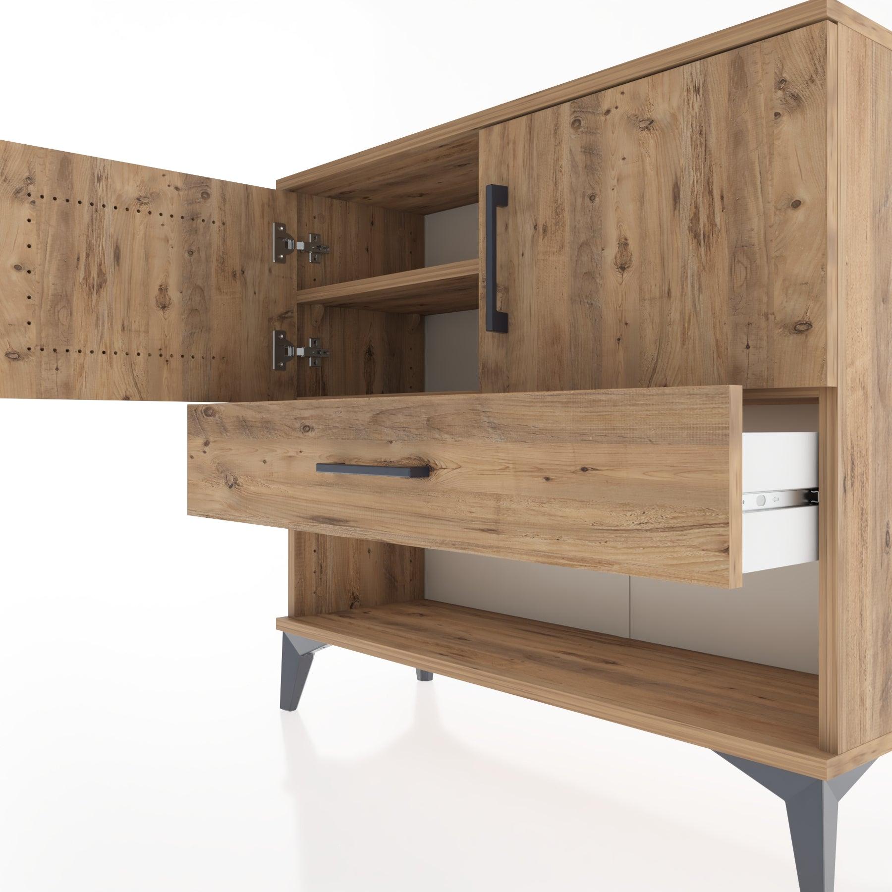 Woodntry Modüler Şifonyer Kapak ve Çekmeceli V4 88x30x68 cm Çam - Woodntry