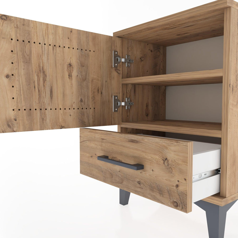 Woodntry Modüler Komodin Kapak ve Çekmeceli 44x30x52 cm Çam - Woodntry