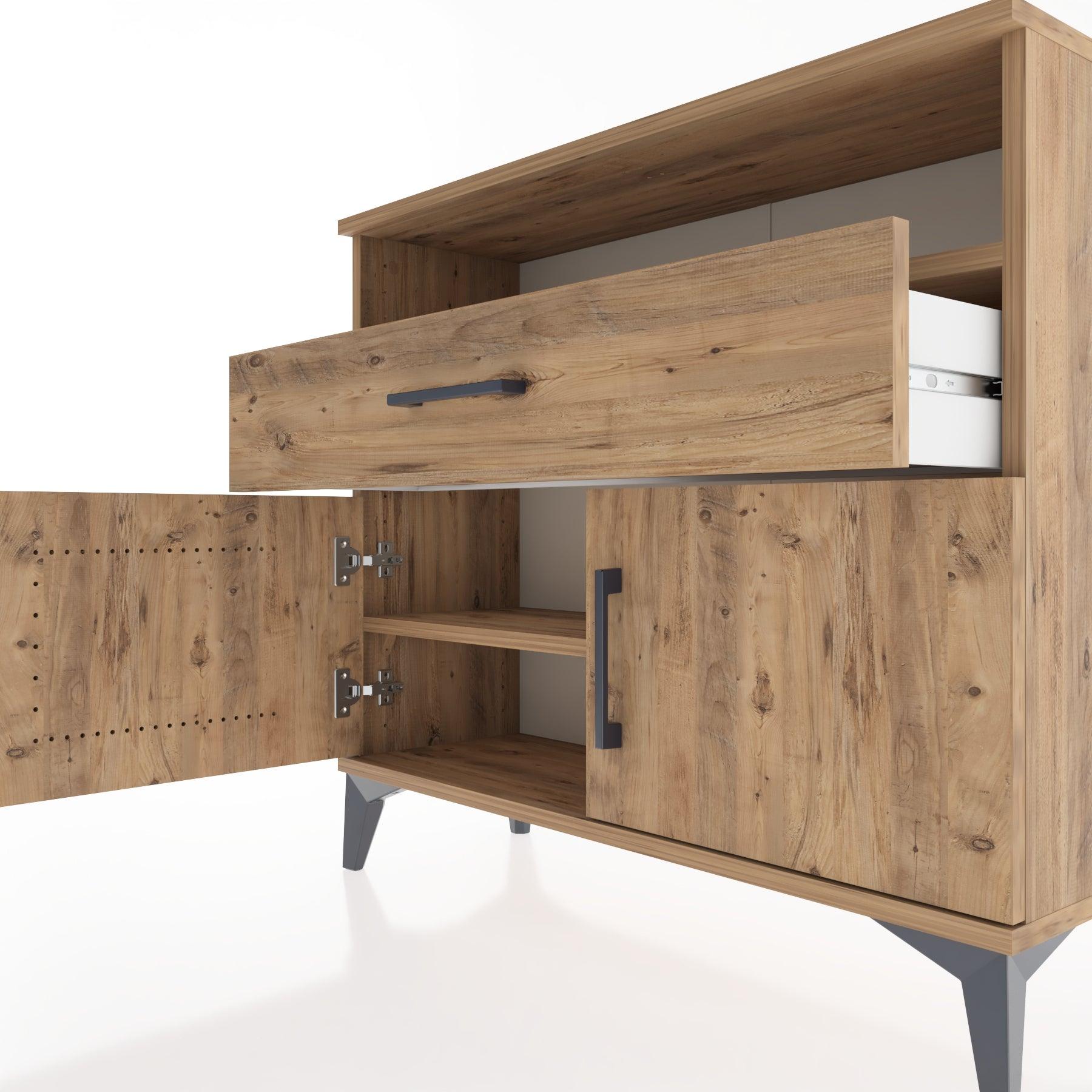 Woodntry Modüler Şifonyer Kapak Raf Çekmeceli 88x30x68 cm Çam - Woodntry